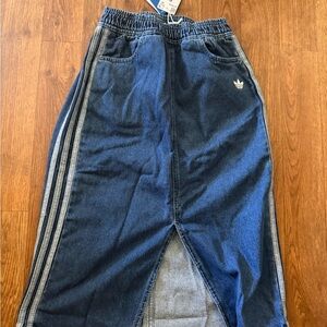 Adidas Kids Blue Denim Skirt with Stripes